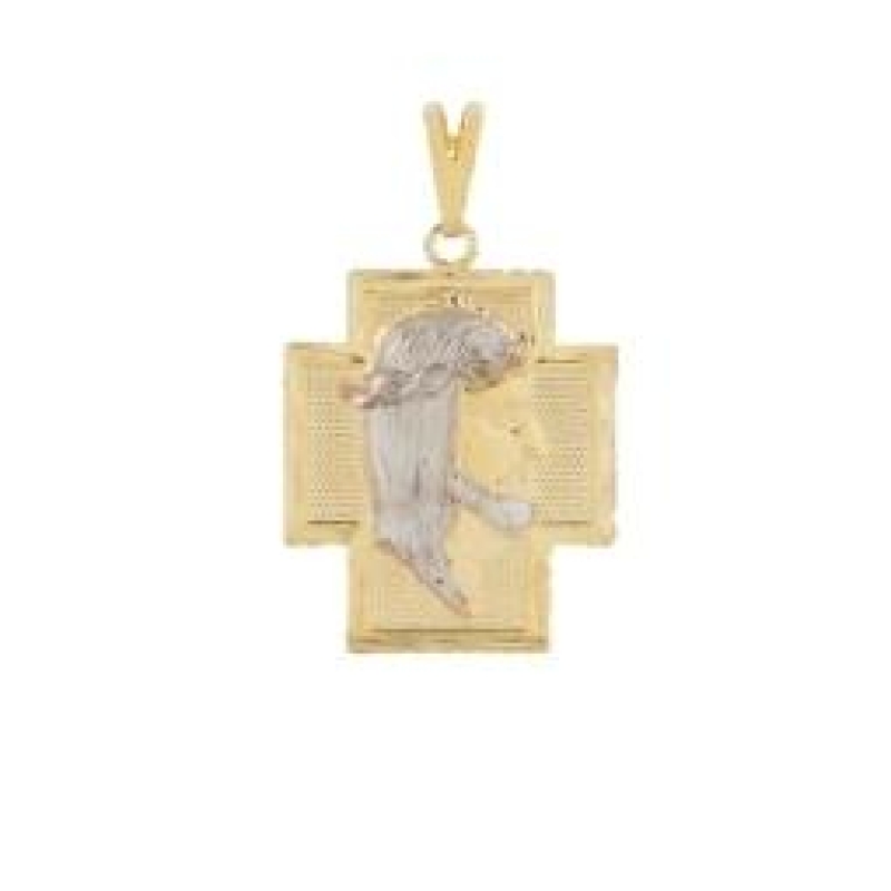 PINGENTE CRUZ FACE DE CRISTO BANHADO A OURO 18K