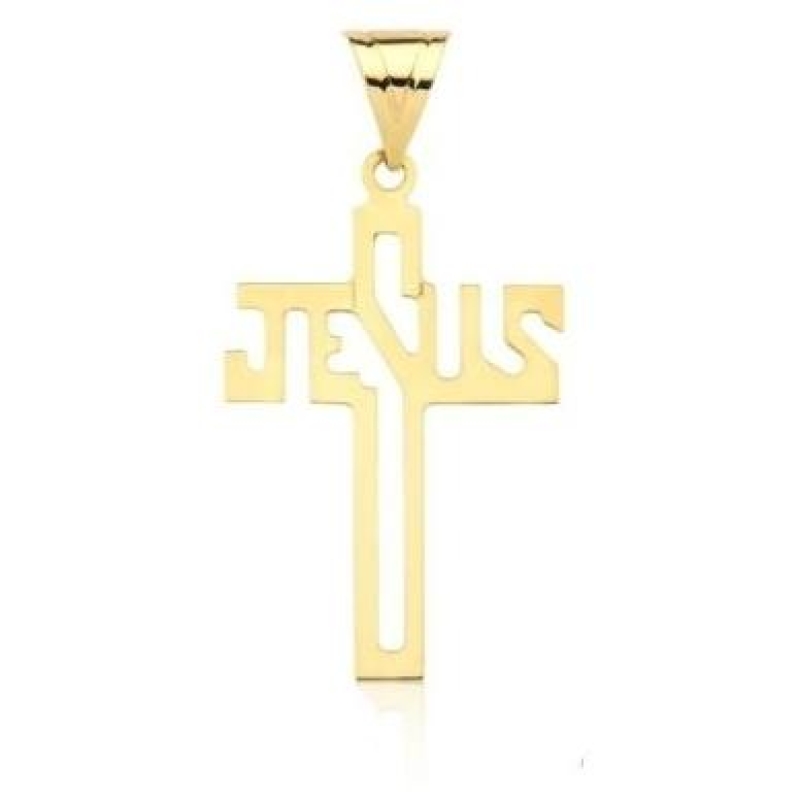 PINGENTE CRUZ JESUS BANHADO A OURO 18K