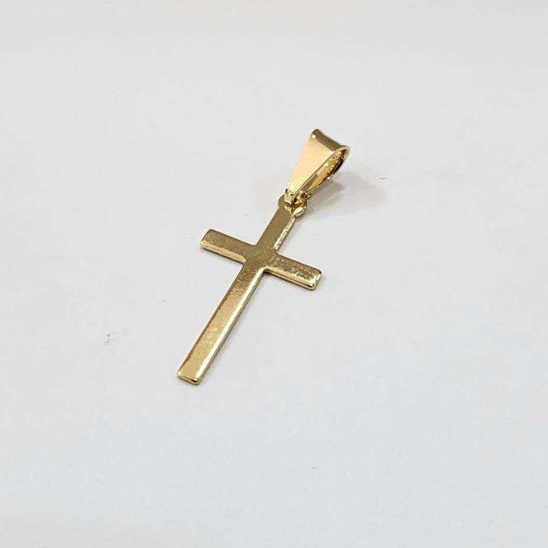 Pingente cruz lisa pequena banhado a ouro 18k