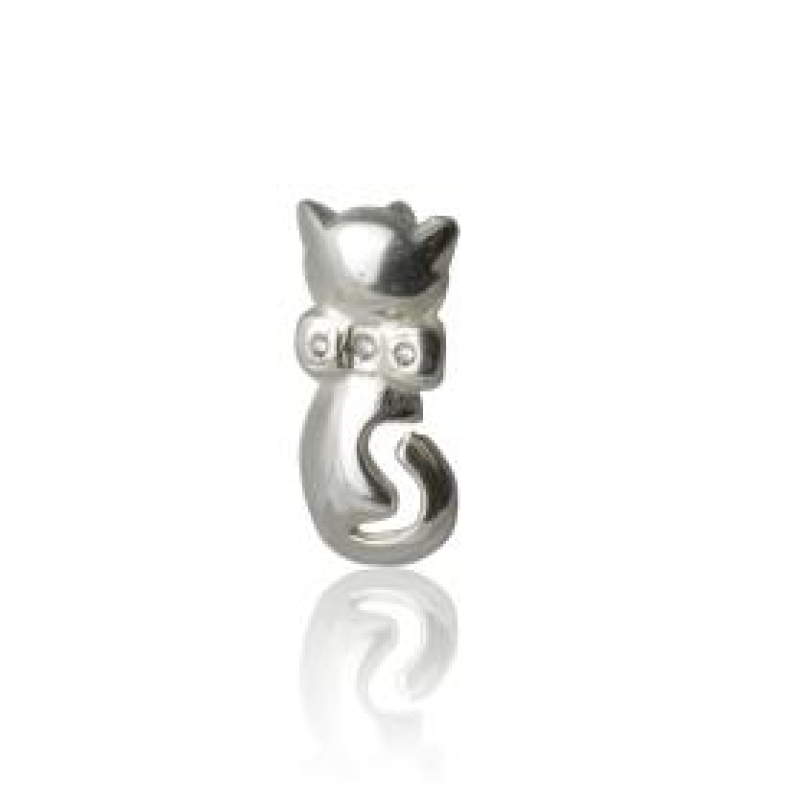 PINGENTE DE PRATA 925 GATO COM ZIRCÔNIA 