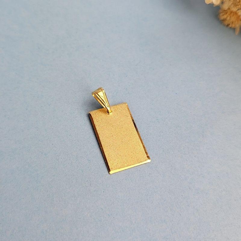 PINGENTE DIAMANTADO CHAPA RETANGULAR FOSCA BANHADO A OURO 18K