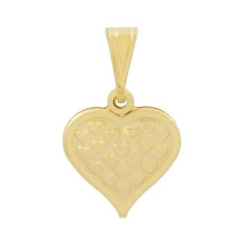 PINGENTE DIAMANTADO CORACAO DUPLO PEQUENO BANHADO A OURO 18K