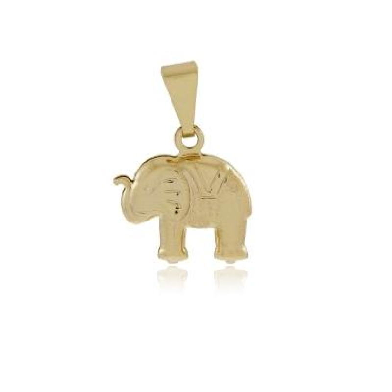 PINGENTE ELEFANTE AFRICANO FOSCO BANHADO A OURO 18K
