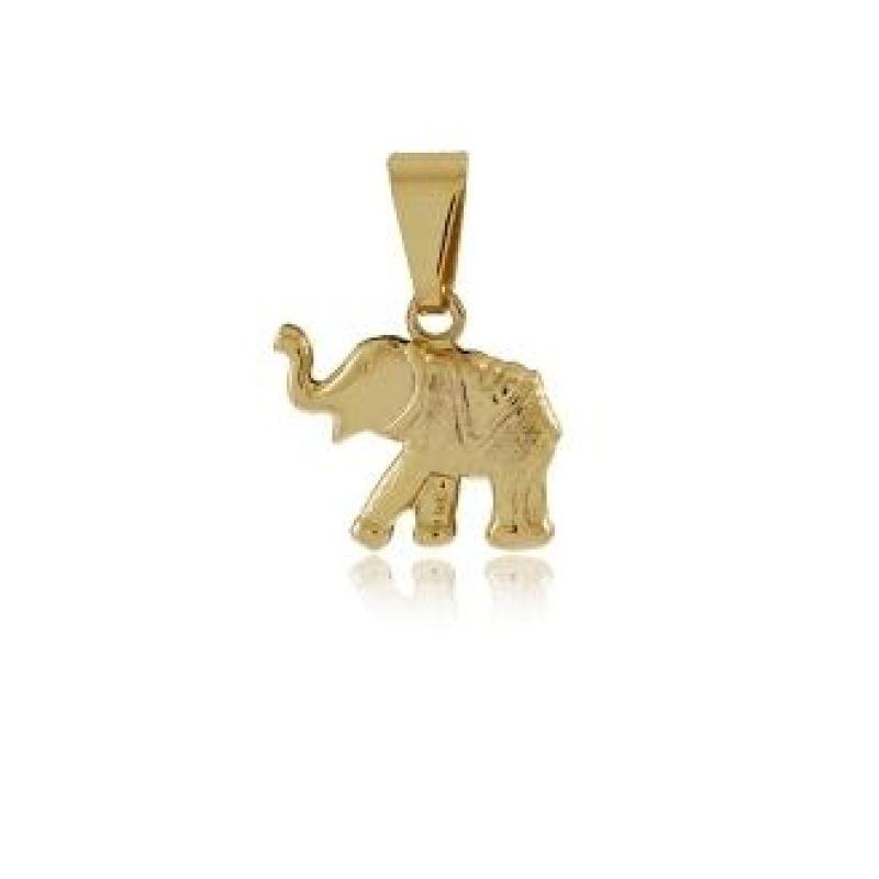 PINGENTE ELEFANTE PEQUENO FOSCO BANHADO A OURO 18K