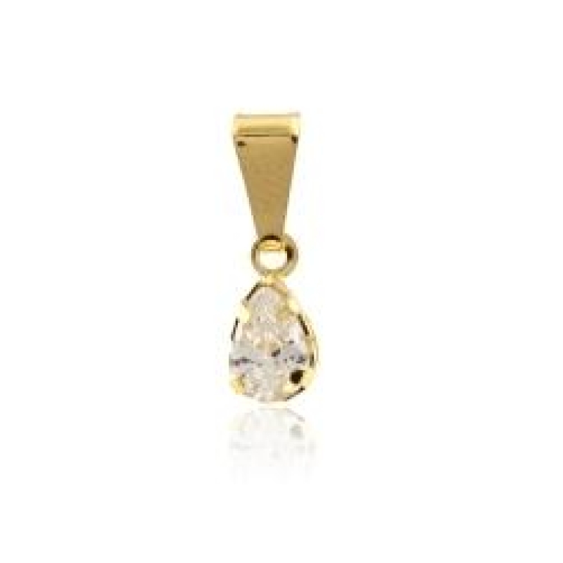 PINGENTE GOTA CRISTAL BANHADO A OURO 18K