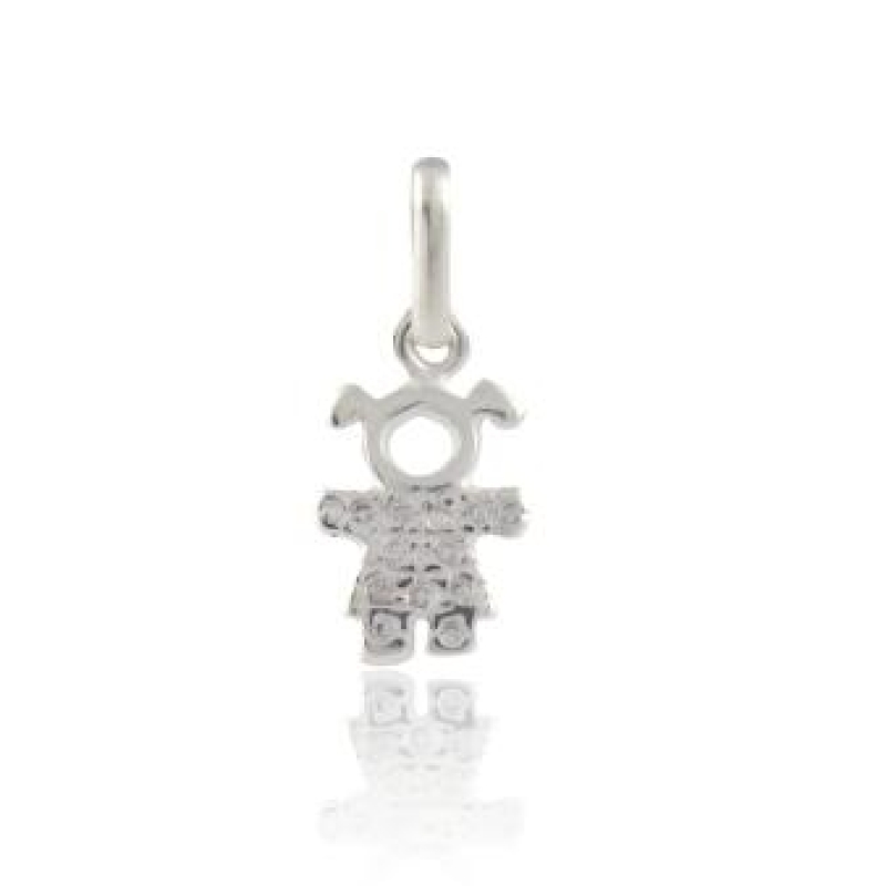 Pingente menina chuquinha cravejada prata 925
