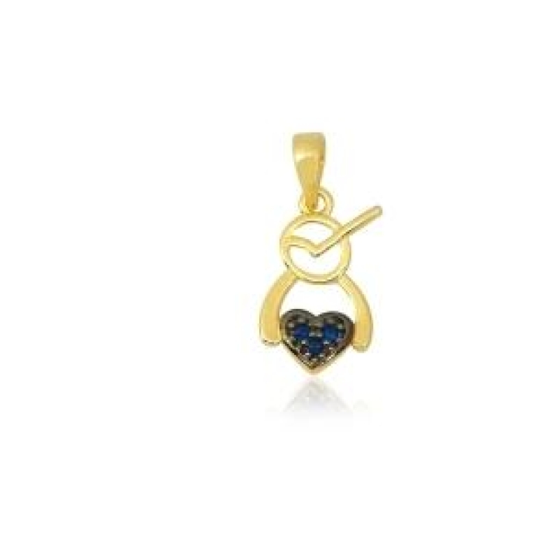 PINGENTE MENINO COM CORAÇÃO BANHADO A OURO 18K