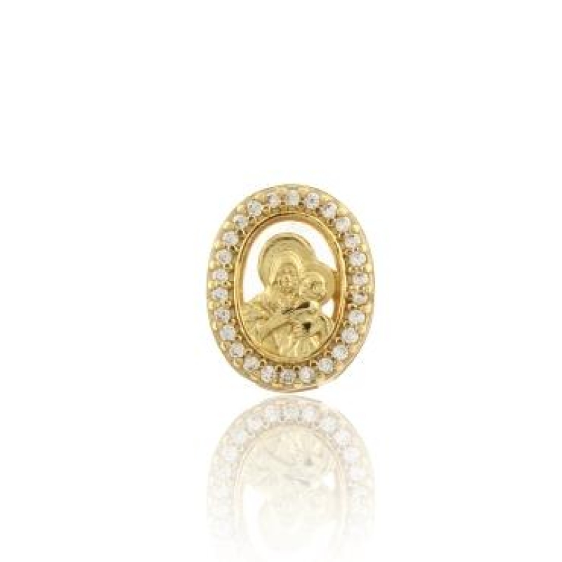 PINGENTE NOSSA SENHORA DO CARMO CRAVEJADO BANHADO A OURO 18K 