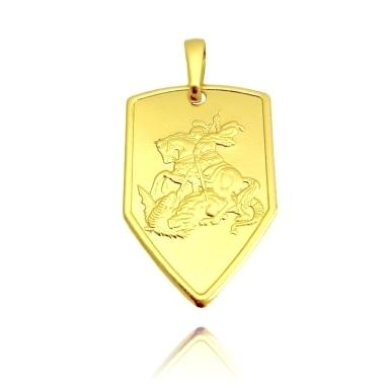PINGENTE SAO JORGE PLACA ESCUDO BANHADO A OURO 18K