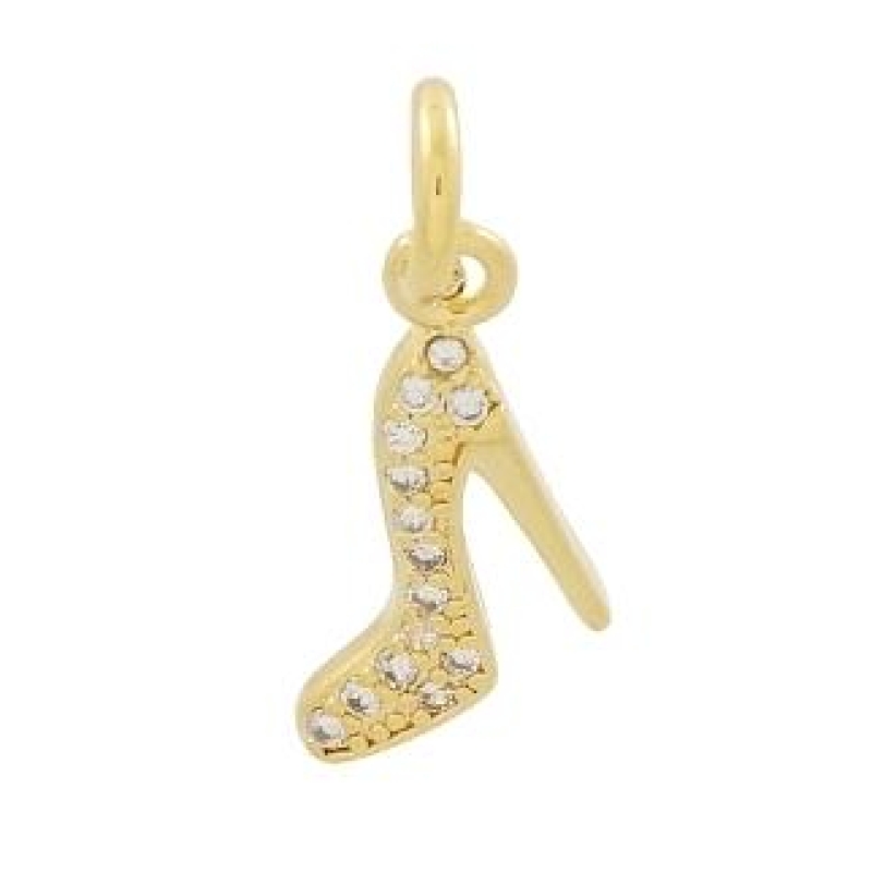 PINGENTE SAPATO CRAVEJADO BANHADO A OURO 18K