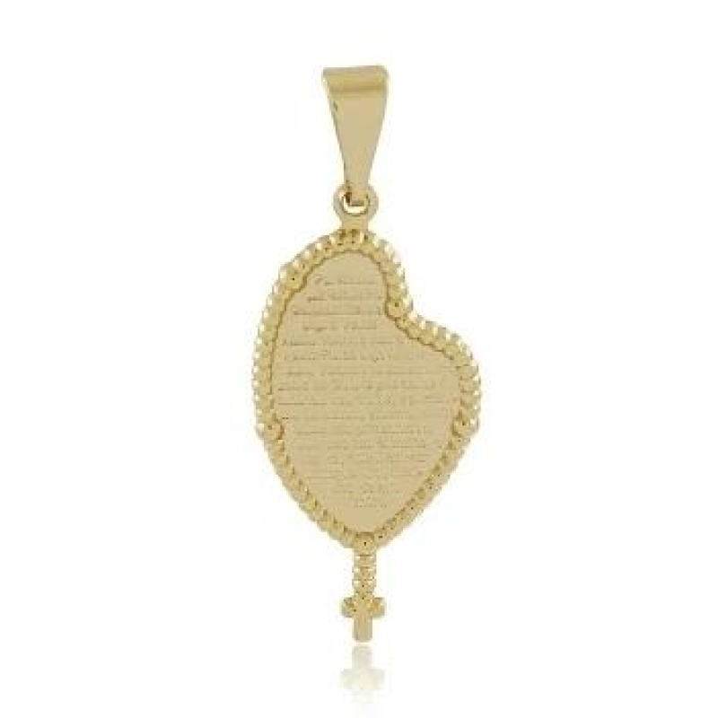 PINGENTE TERÇO COM PAI NOSSO BANHADO A OURO 18K