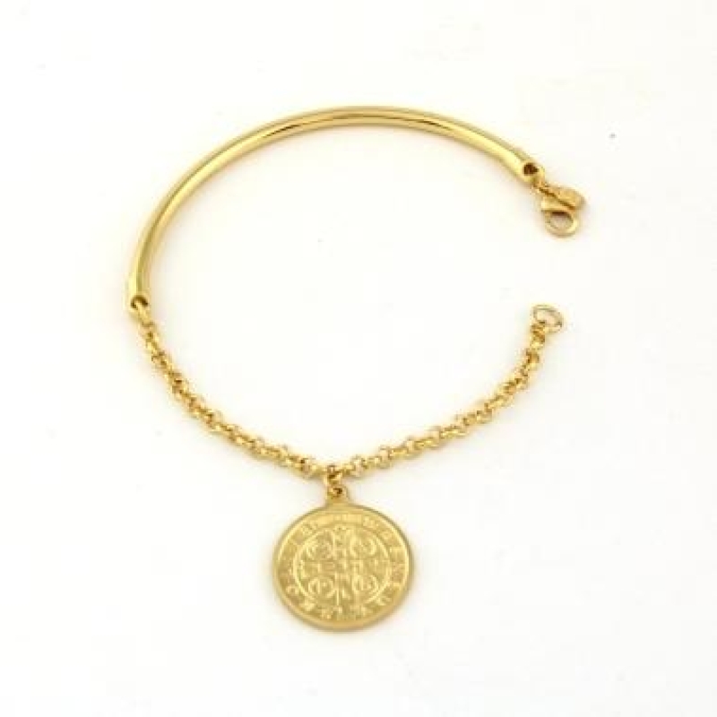 PULSEIRA BRACELETE SAO BENTO BANHADO A OURO 18K