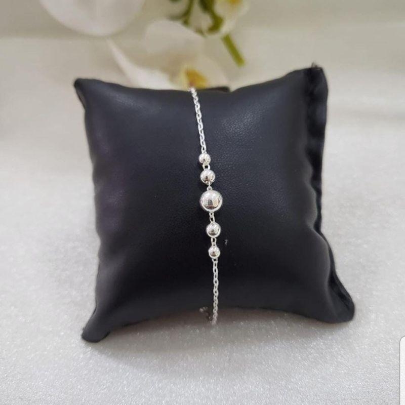 PULSEIRA DE PRATA 925 COM QUATRO BOLAS PEQUENAS E UMA GRANDE