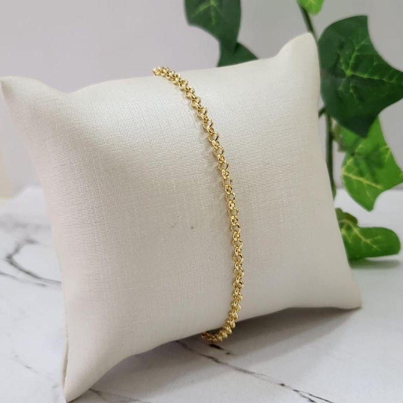 Pulseira elo portugues 2,5mm sem extensor banhada a ouro 18k