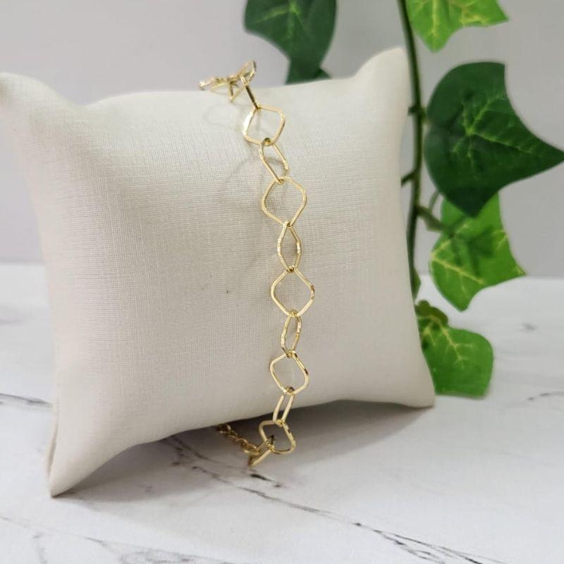 Pulseira elos quadrados banhado a ouro 18k