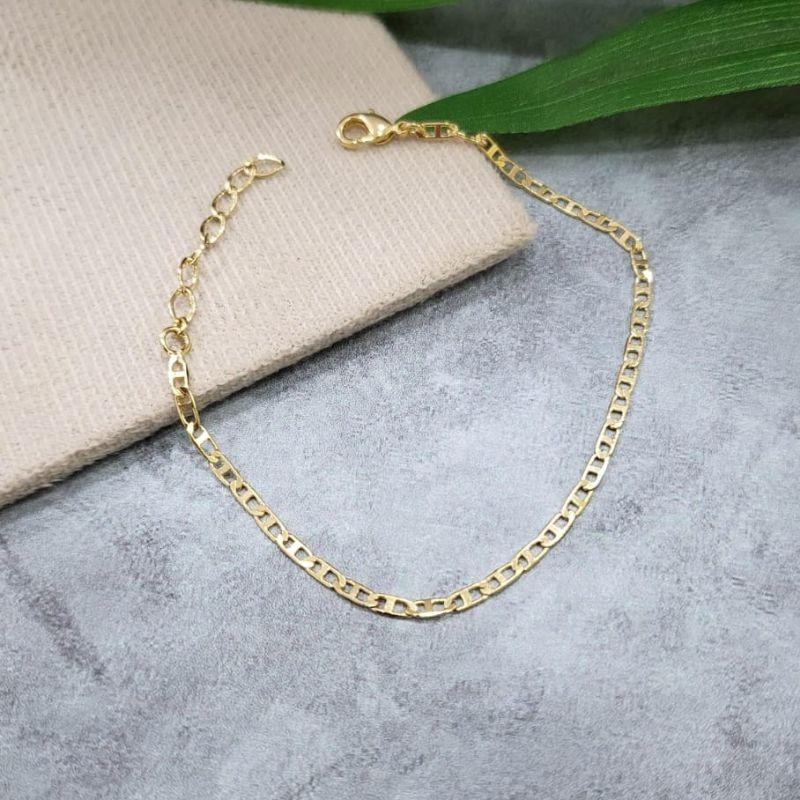 Pulseira infantil no elo gutti fino banhado a ouro 18k