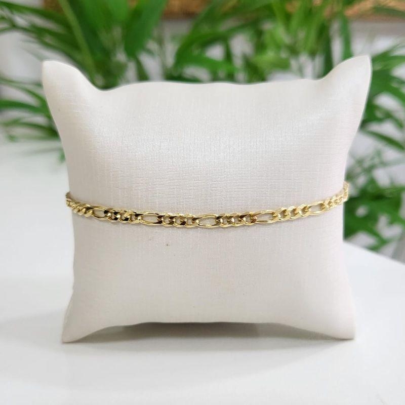 Pulseira masculina 3x1 fina D0.80 banhada a ouro 18k
