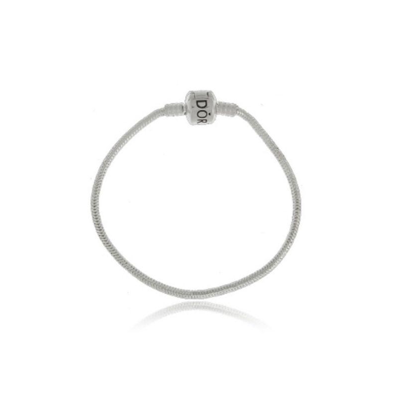 Pulseira pandora com fecho redondo largo prata 925