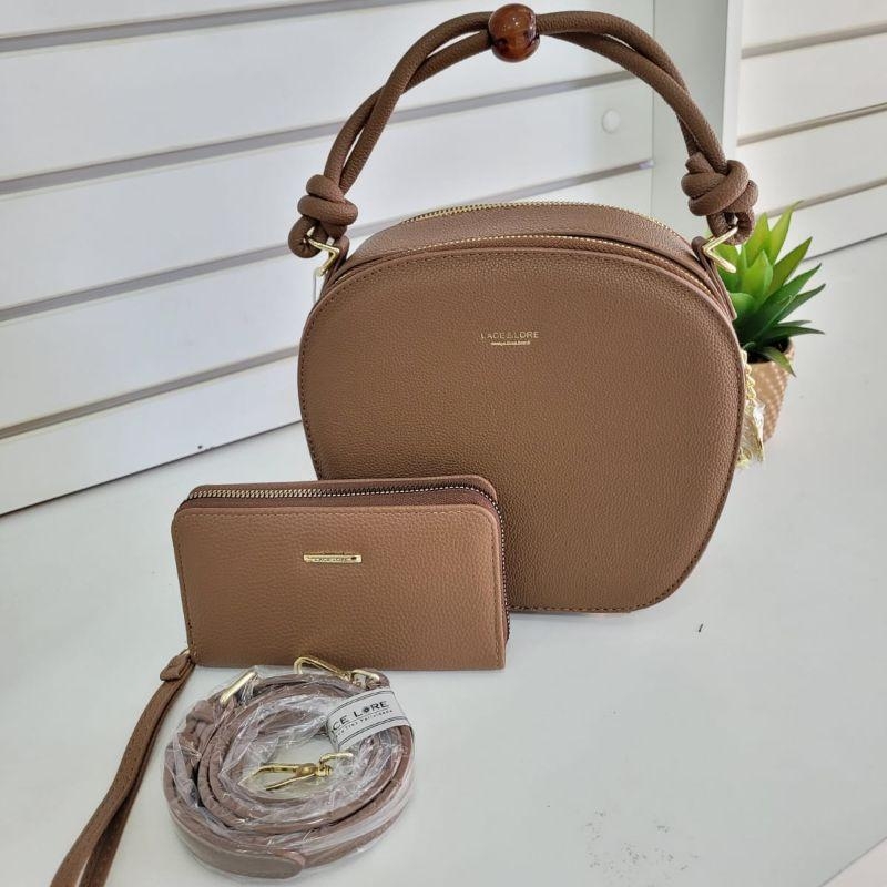 Bolsa feminina lace & lore cor cafe alça nó HO-20703