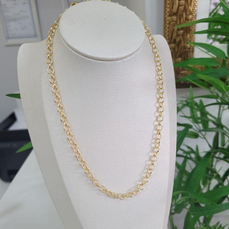 Corrente elo portugues 5mm banhado a ouro 18k TAM40CM
