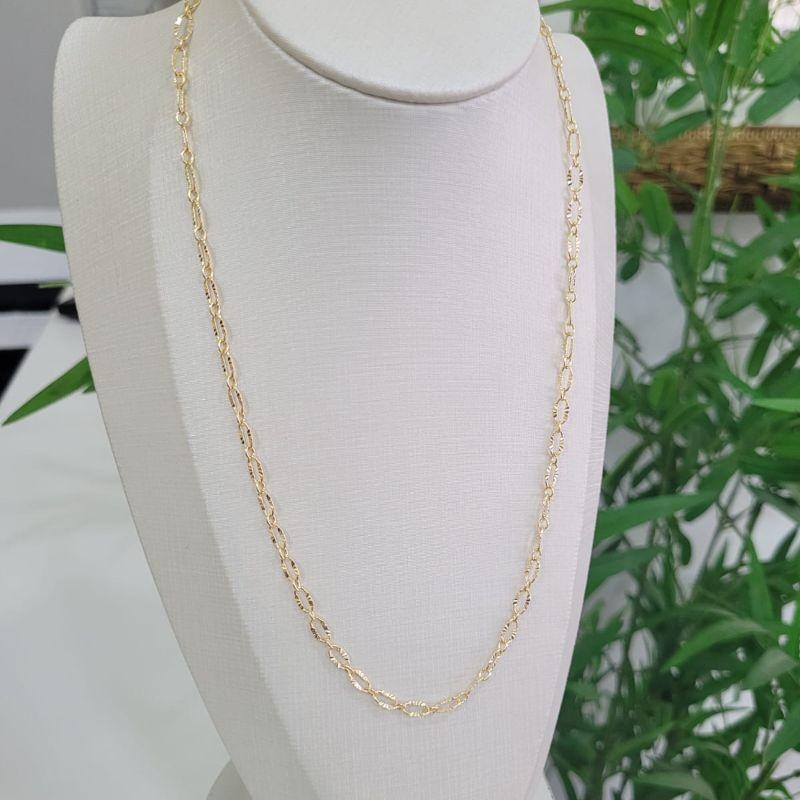 CORRENTE ELO RISCADO BANHADO A OURO 18K TAM45CM