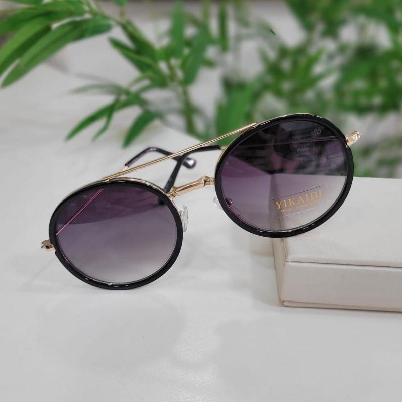 Oculos redondo preto armacao dourada e preto