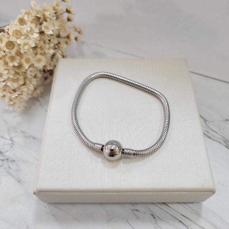 Pulseira de berloque fecho bolinha 17cm