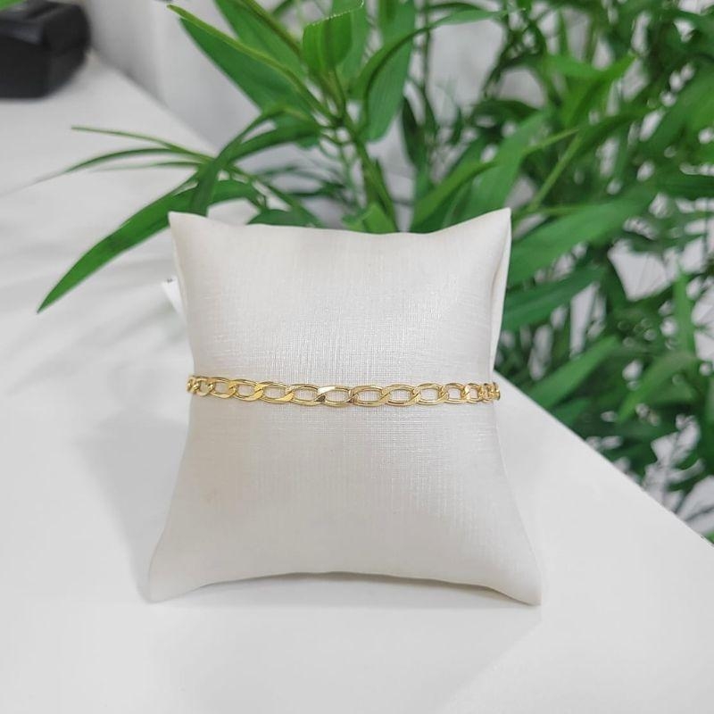 PULSEIRA MASCULINA ELO LONGO GROSSO BANHADO A OURO 18K 21CM