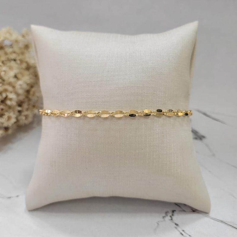 PULSEIRA BATIDA LAMINADA BANHADA A OURO 18K TAM21CM