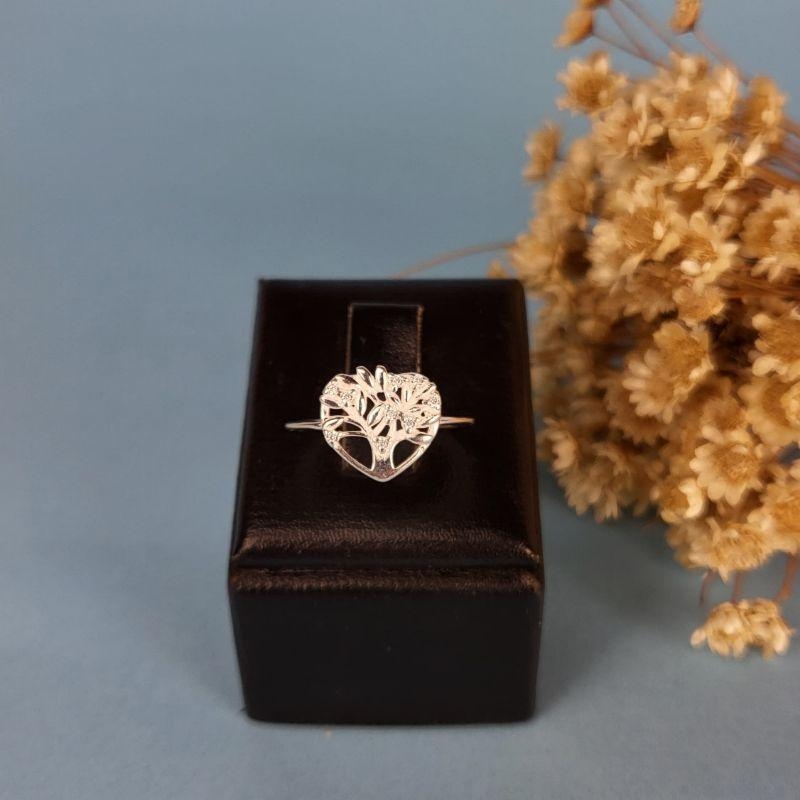 Anel arvore da vida coracao cravejado prata 925