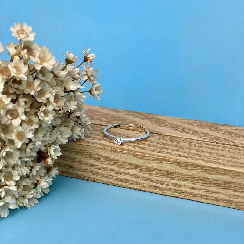 Anel solitario 6 garras   prata 925