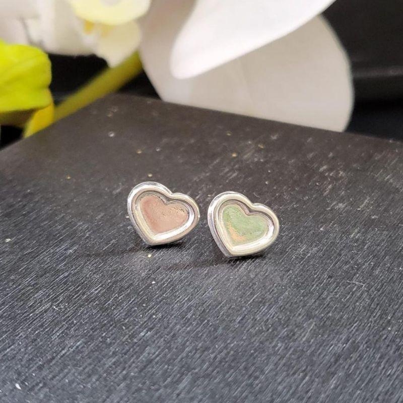 Brinco coracao chapado prata 925