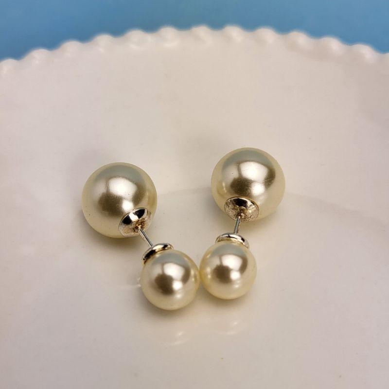 BRINCO DE PRATA PINO DUAS PEROLAS DE 8mm e 12mm