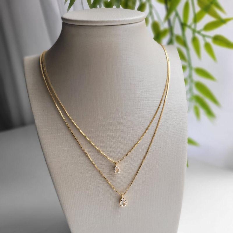 COLAR DUPLO GOTA ZIRCONIA
