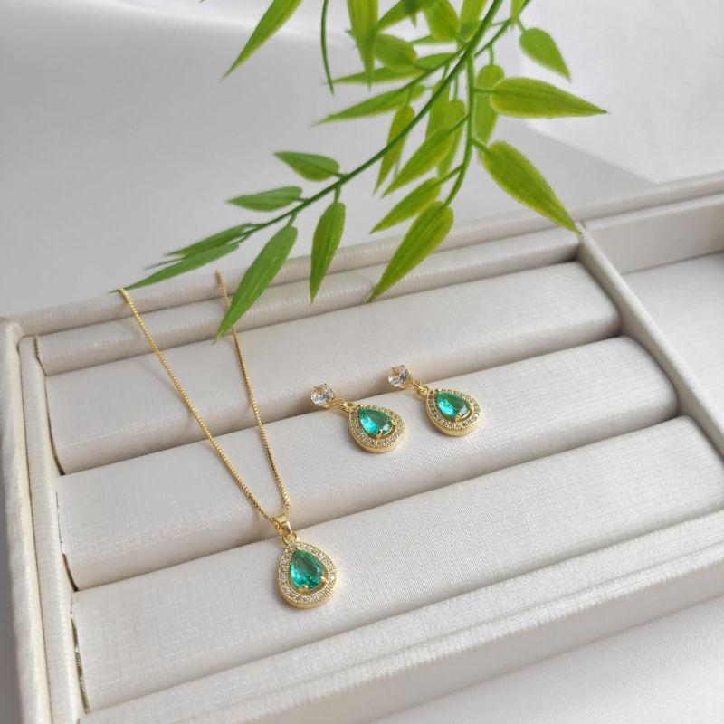 CONJUNTO PEDRA GOTA TURMALINA