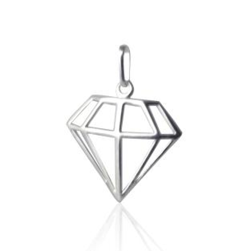 PINGENTE DE PRATA 925 ESCUDO DIAMANTE VAZADO