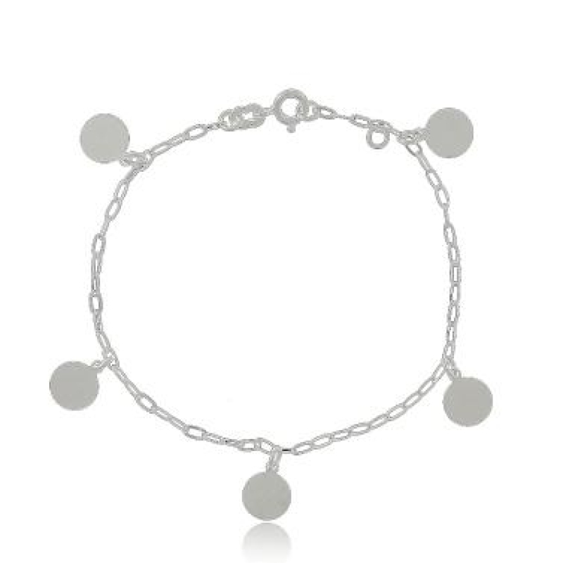PULSEIRA 5 CHAPINHAS PRATA 925 19CM