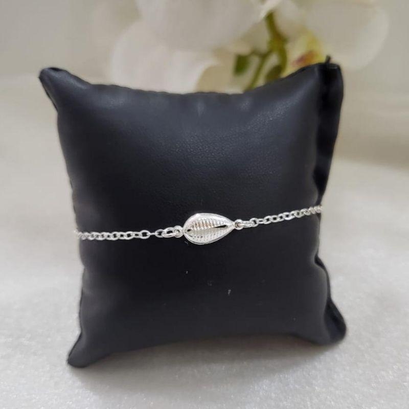 Pulseira buzios prata 925 TAM18CM