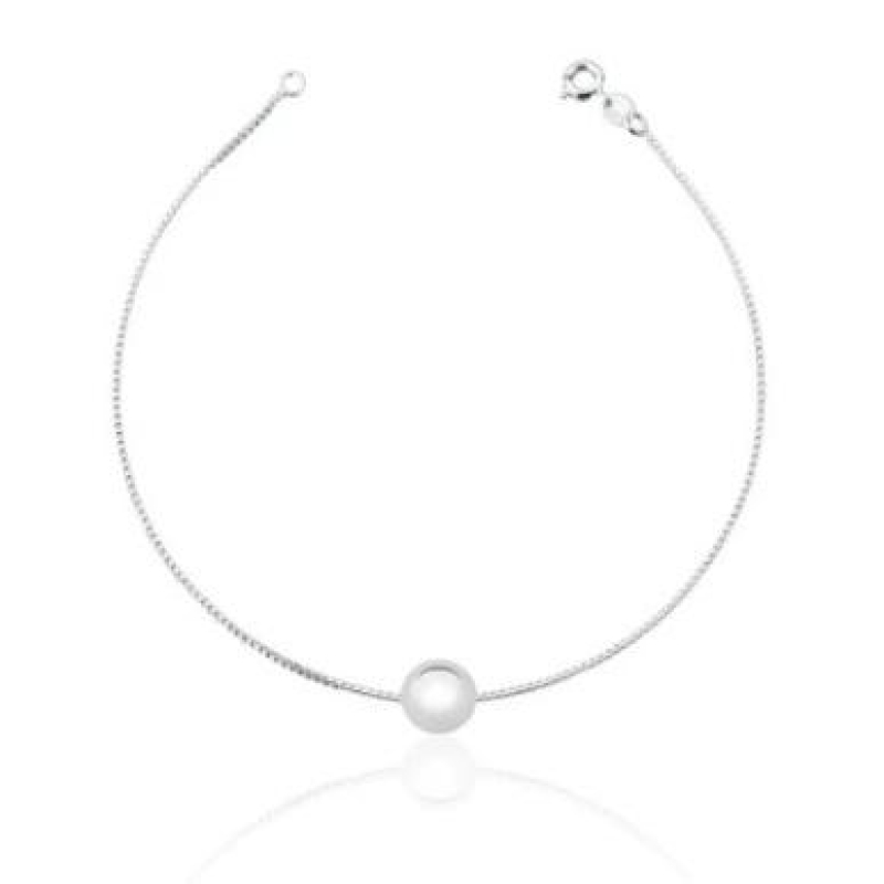 PULSEIRA DE PRATA 925 VENEZIANA COM UMA BOLINHA