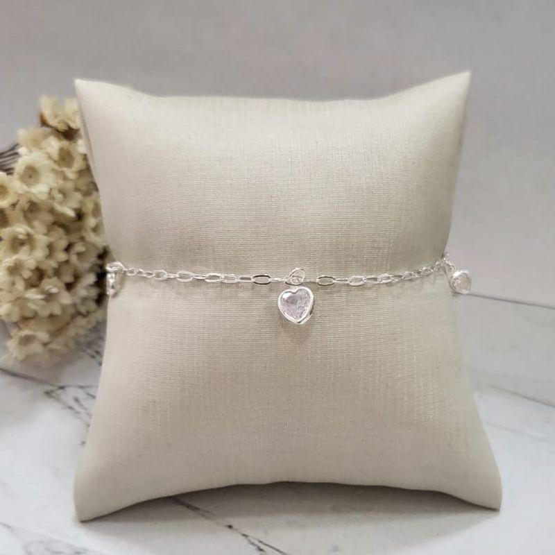 PULSEIRA TRES CORACAO ZIRCONIA CRISTAL