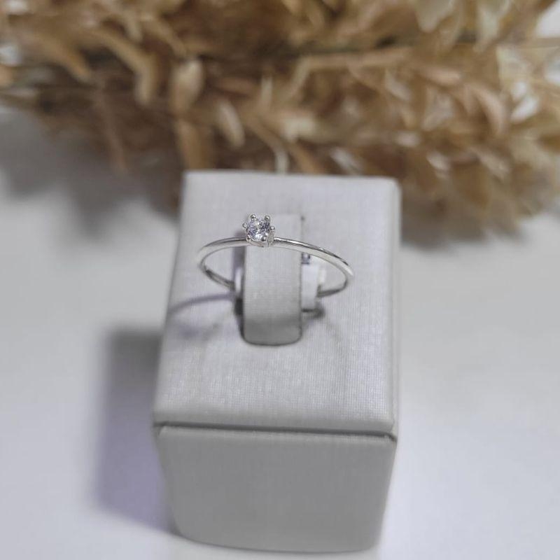 Anel solitario 6 garras   prata 925