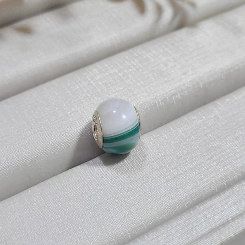 BERLOQUE DE PRATA 925 REALIZE AGATA VERDE LISTRADA