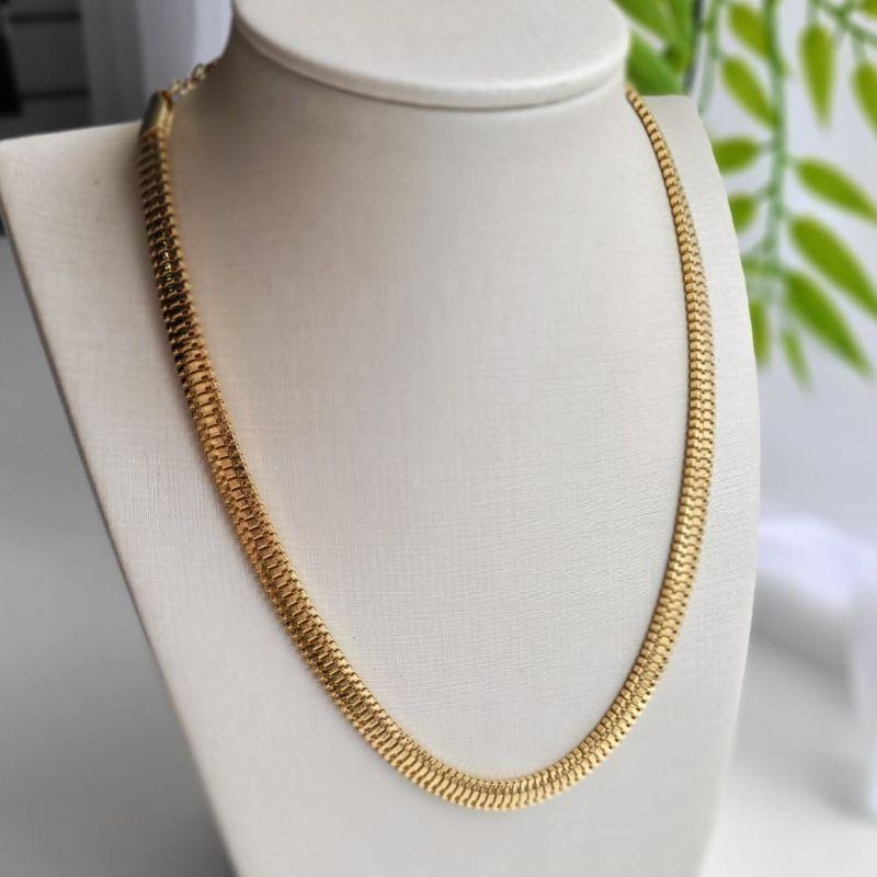 Chocker oca achatada banhada a ouro 18k TAM35CM