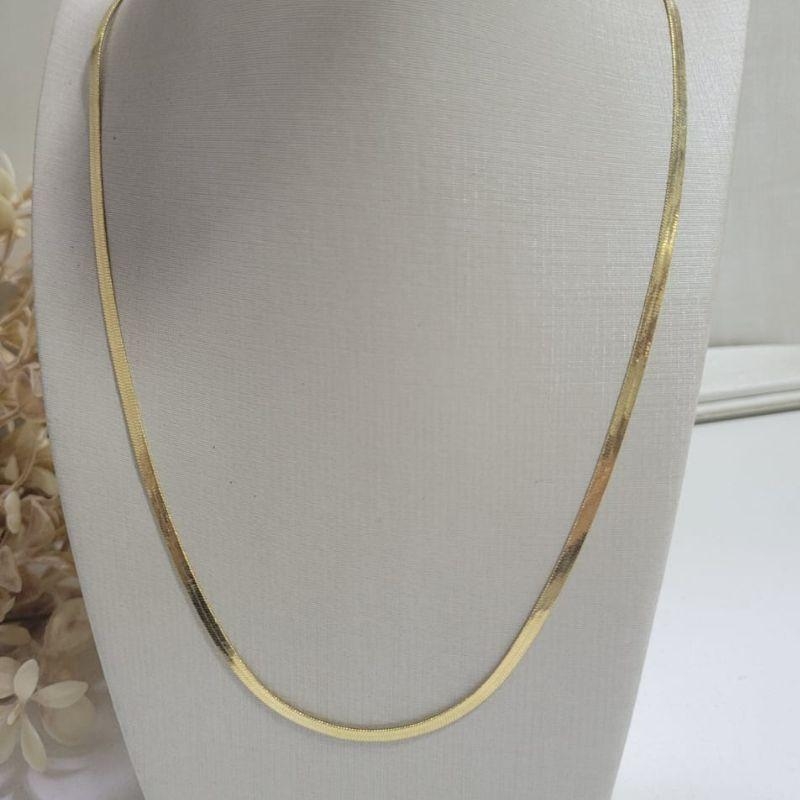 Colar fita fina lisa 3mm banhado a ouro 18K TAM45CM