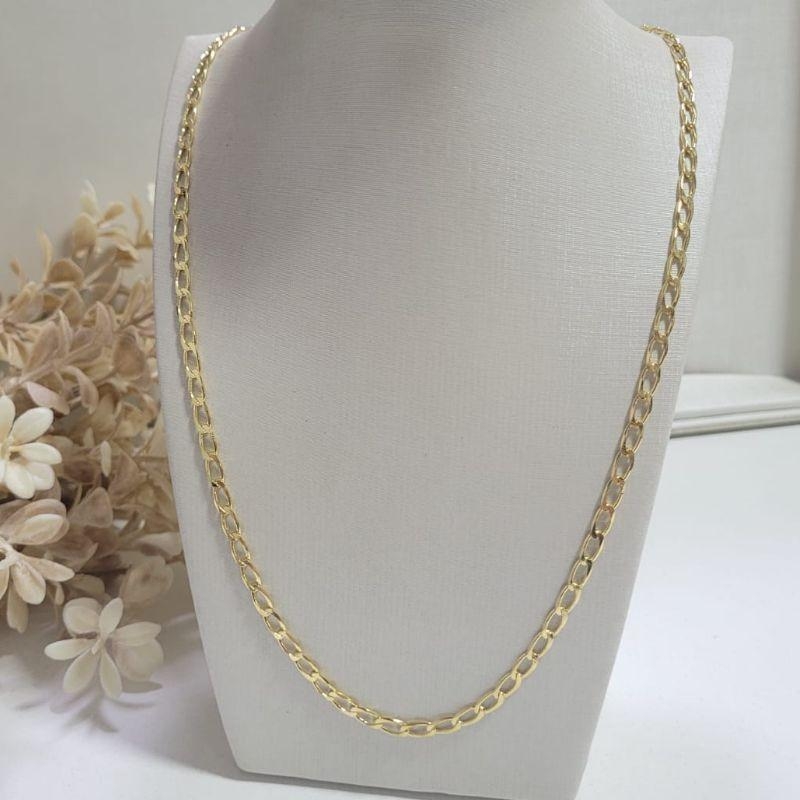 Corrente elo grumet longo banhado a ouro 18K TAM60CM