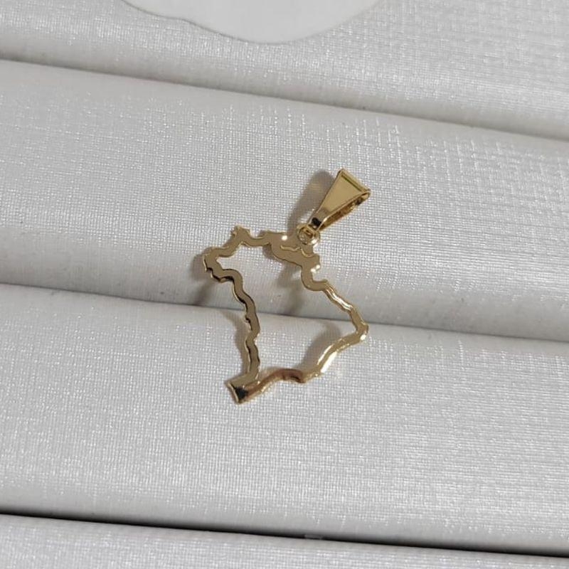 PINGENTE MAPA BRASIL VAZADO BANHADO A OURO 18K