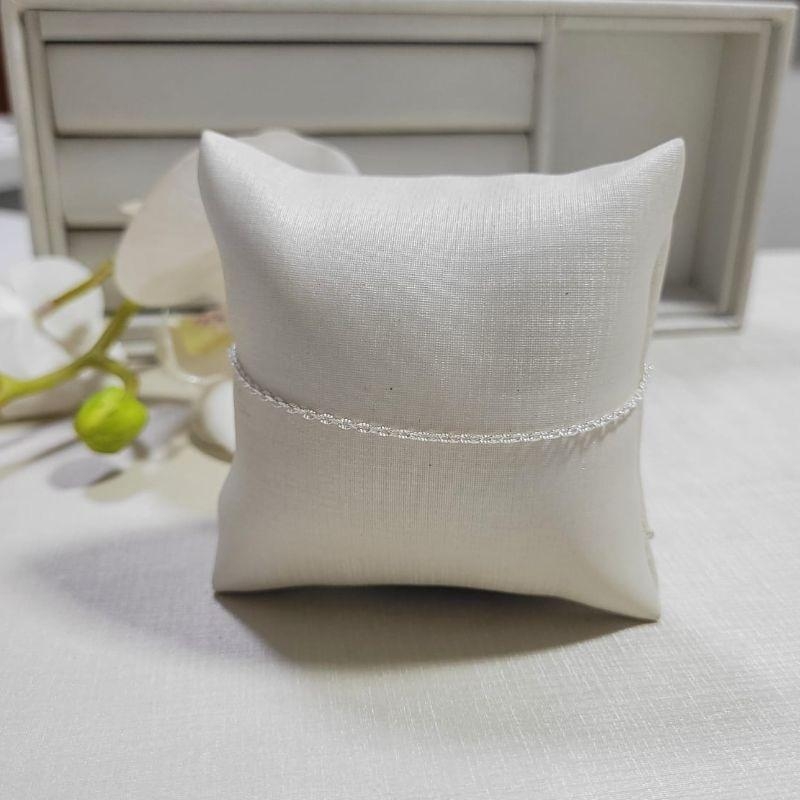 TORNOZELEIRA DE PRATA 925 CADEADO FRIZADO TAM24CM