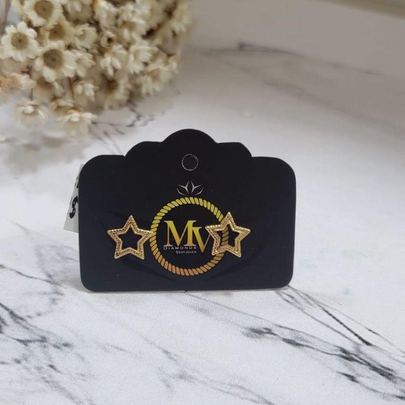 BRINCO ESTRELA VAZADA PEQUENA BANHADA A OURO 18K