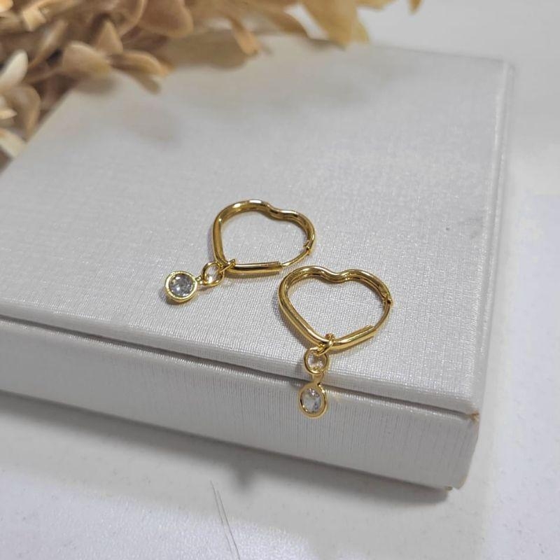 ARGOLA CORACAO PEQUENA COM PINGENTE PEDRA