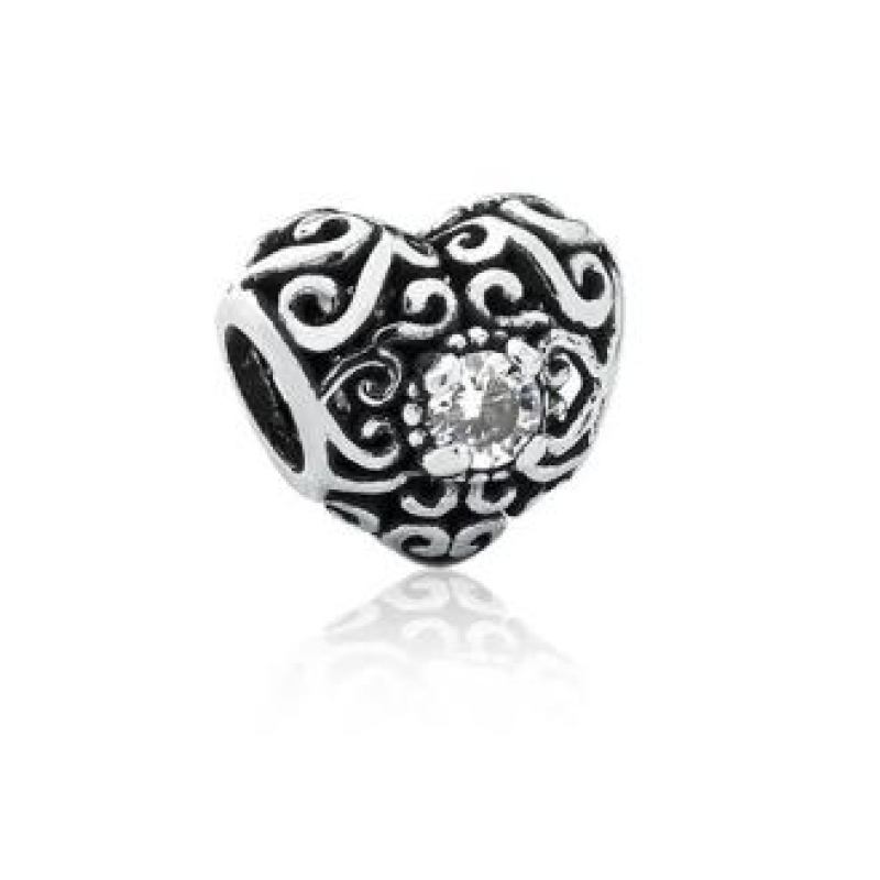 BERLOQUE DE PRATA 925 SEPARADOR CORAÇÃO COM ZIRCONIA